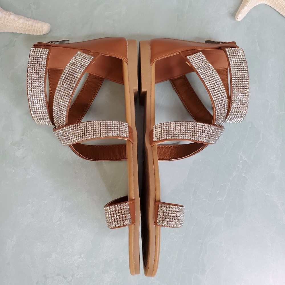 NEW Joni Cognac Gladiator Rhinestone Sandal - Picture 6 of 8